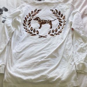 White Long sleeve tee with cheetah logo